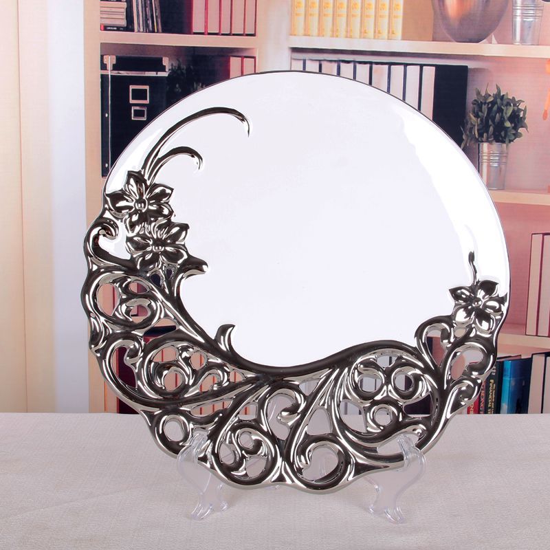 Gao Bo Decorated Home Semi-electroplated hollow ceramic fruit tray home decoration crafts Gao Bo Decorated Home Semi-electroplated hollow ceramic fruit tray home decoration crafts