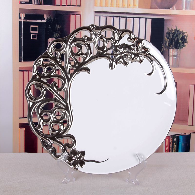 Gao Bo Decorated Home Semi-electroplated hollow ceramic fruit tray home decoration crafts Gao Bo Decorated Home Semi-electroplated hollow ceramic fruit tray home decoration crafts