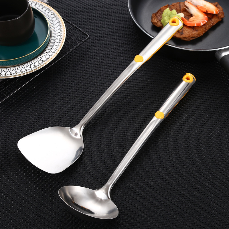 Stainless Steel Non-Magnetic Shovel Spoon Thickened Heat Insulation Kitchen Spatula Hotel Household Hot Pot and Soup Ladle Kitchenware