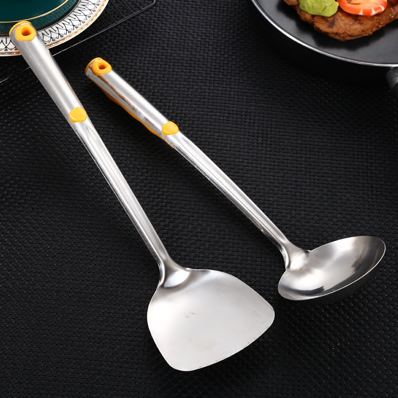 Stainless Steel Non-Magnetic Shovel Spoon Thickened Heat Insulation Kitchen Spatula Hotel Household Hot Pot and Soup Ladle Kitchenware