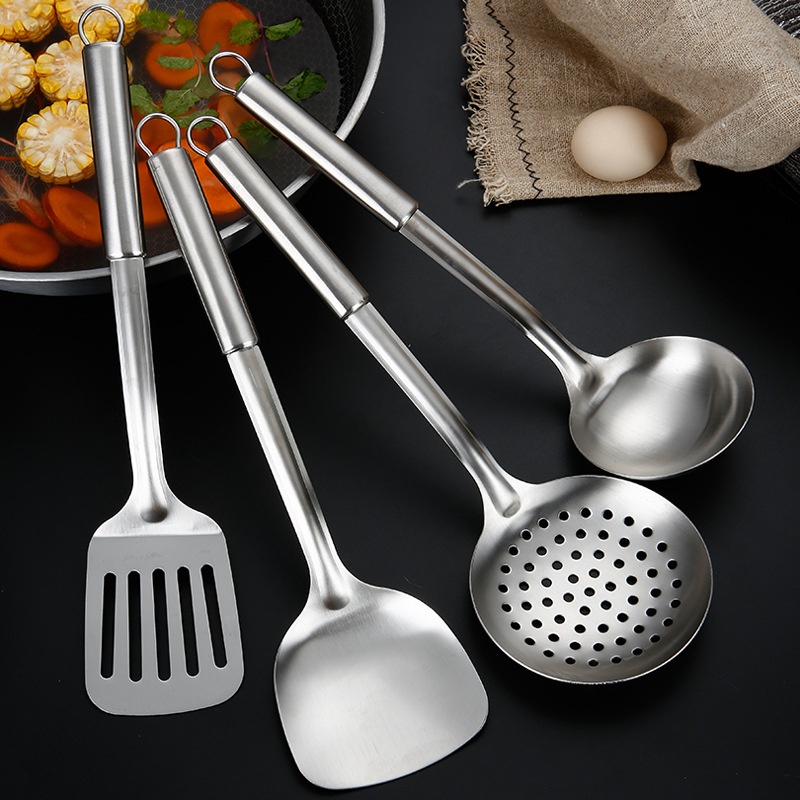 Non-Magnetic Ladel Stainless Steel Kitchenware Set Spatula Spatula Thickened Heat Insulation Shovel Kitchenware Soup Ladle Colander Spatula
