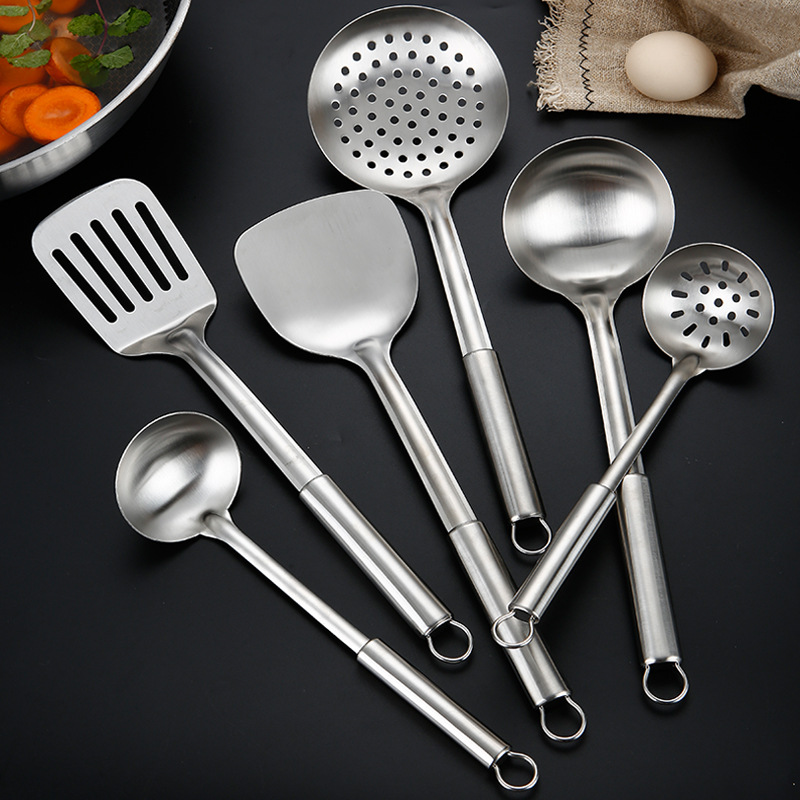 Non-Magnetic Ladel Stainless Steel Kitchenware Set Spatula Spatula Thickened Heat Insulation Shovel Kitchenware Soup Ladle Colander Spatula