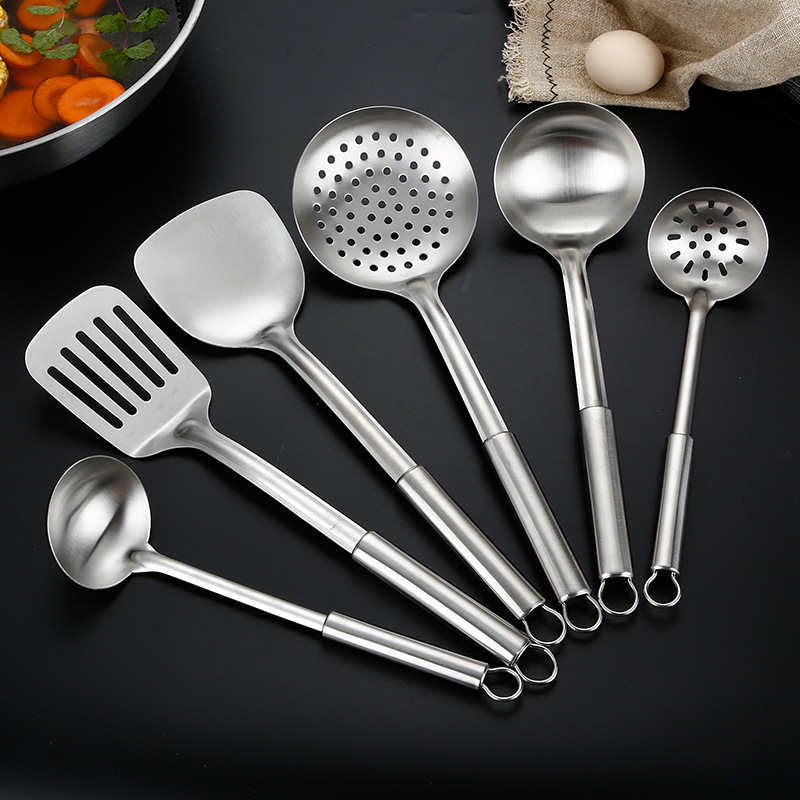 Non-Magnetic Ladel Stainless Steel Kitchenware Set Spatula Spatula Thickened Heat Insulation Shovel Kitchenware Soup Ladle Colander Spatula