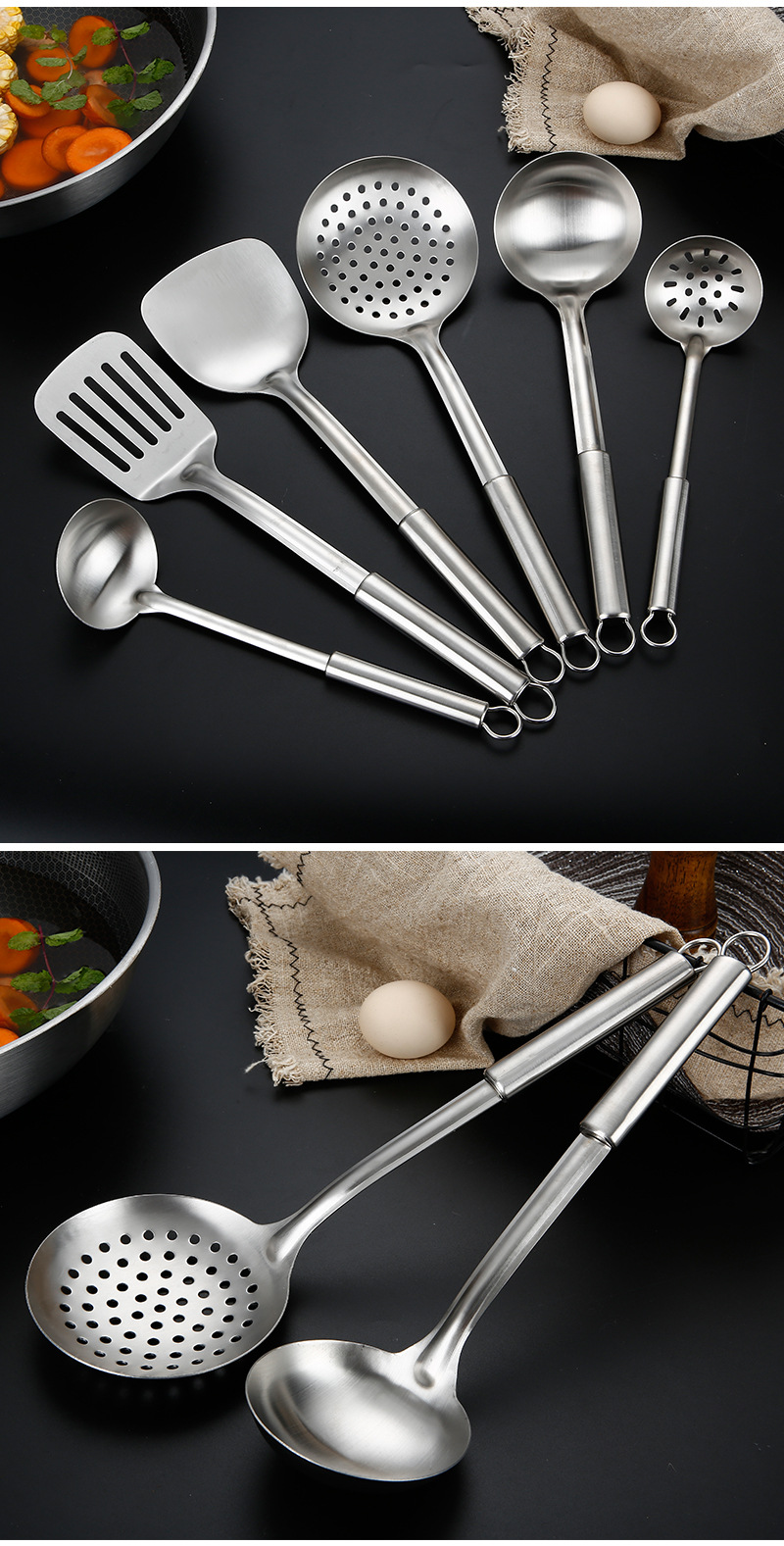 Non-Magnetic Ladel Stainless Steel Kitchenware Set Spatula Spatula Thickened Heat Insulation Shovel Kitchenware Soup Ladle Colander Spatula Non-Magnetic Ladel Stainless Steel Kitchenware Set Spatula Spatula Thickened Heat Insulation Shovel Kitchenware Soup Ladle Colander Spatula