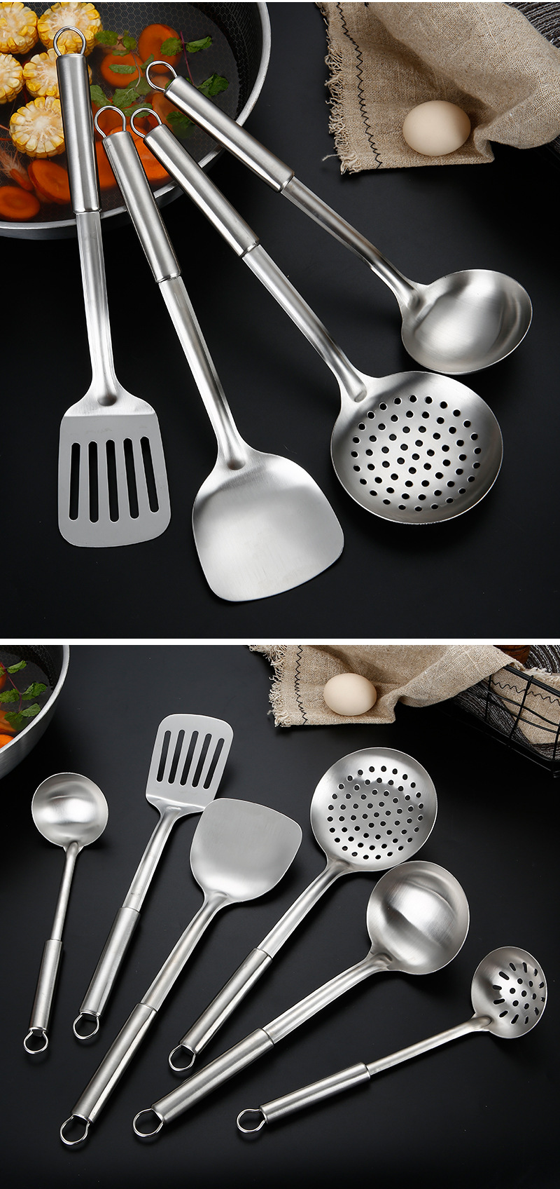Non-Magnetic Ladel Stainless Steel Kitchenware Set Spatula Spatula Thickened Heat Insulation Shovel Kitchenware Soup Ladle Colander Spatula Non-Magnetic Ladel Stainless Steel Kitchenware Set Spatula Spatula Thickened Heat Insulation Shovel Kitchenware Soup Ladle Colander Spatula