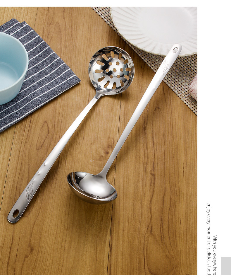 Wholesale Stainless Steel Thickened Hot Pot Soup Spoon and Strainer Home Ladle Leaf Drop Commercial Hot Pot Soup Colander Filter Spoon
