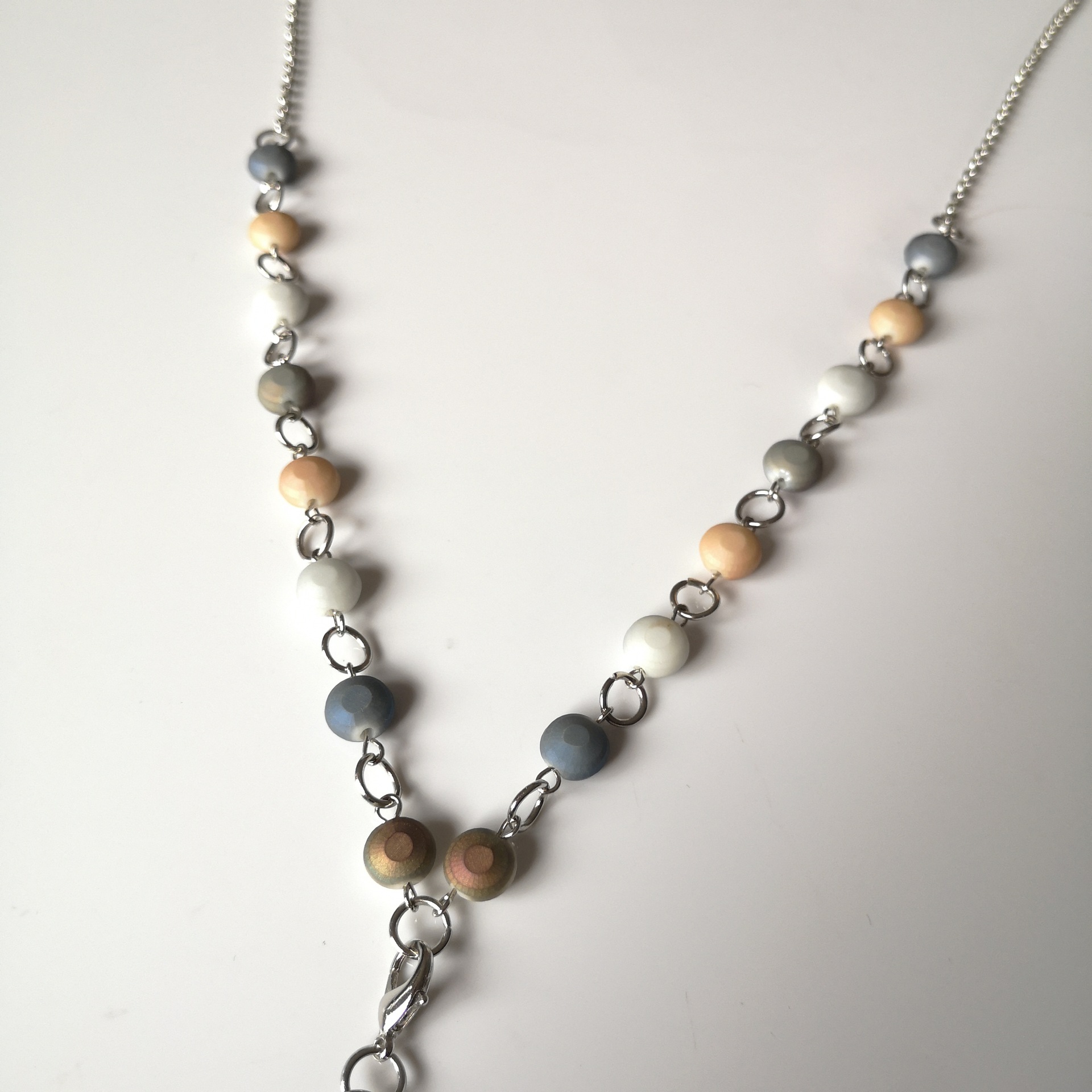 Lanyard AB Color Glass Necklace White Collar Mobile Phone Key Id Work Card Can Buckle Pendant Necklace Long Sweater Chain Lanyard AB Color Glass Necklace White Collar Mobile Phone Key Id Work Card Can Buckle Pendant Necklace Long Sweater Chain