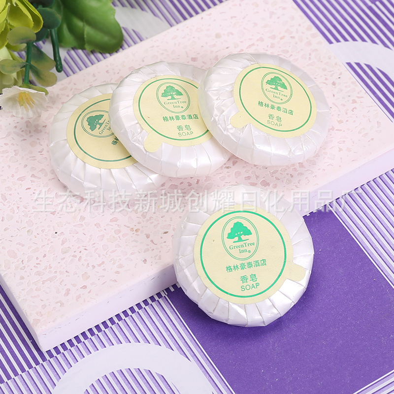 Factory Wholesale Homestay Hotel Hotel Disposable Supplies Leisure Bathing Place round Soap Soap Printable Logo
