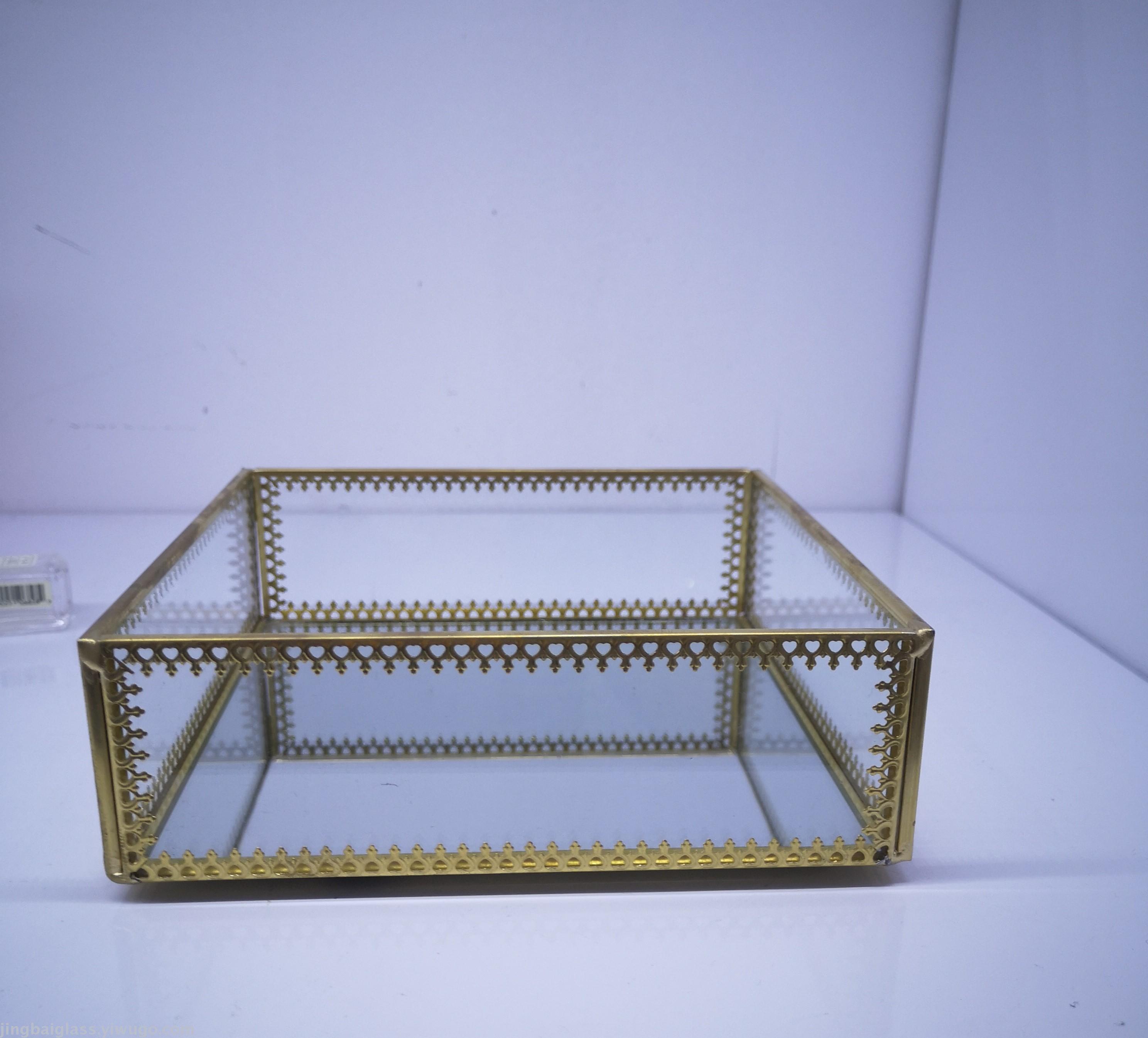 Nordic ins style simple tray glass jewelry display rack skin care cosmetics receive plate wedding props