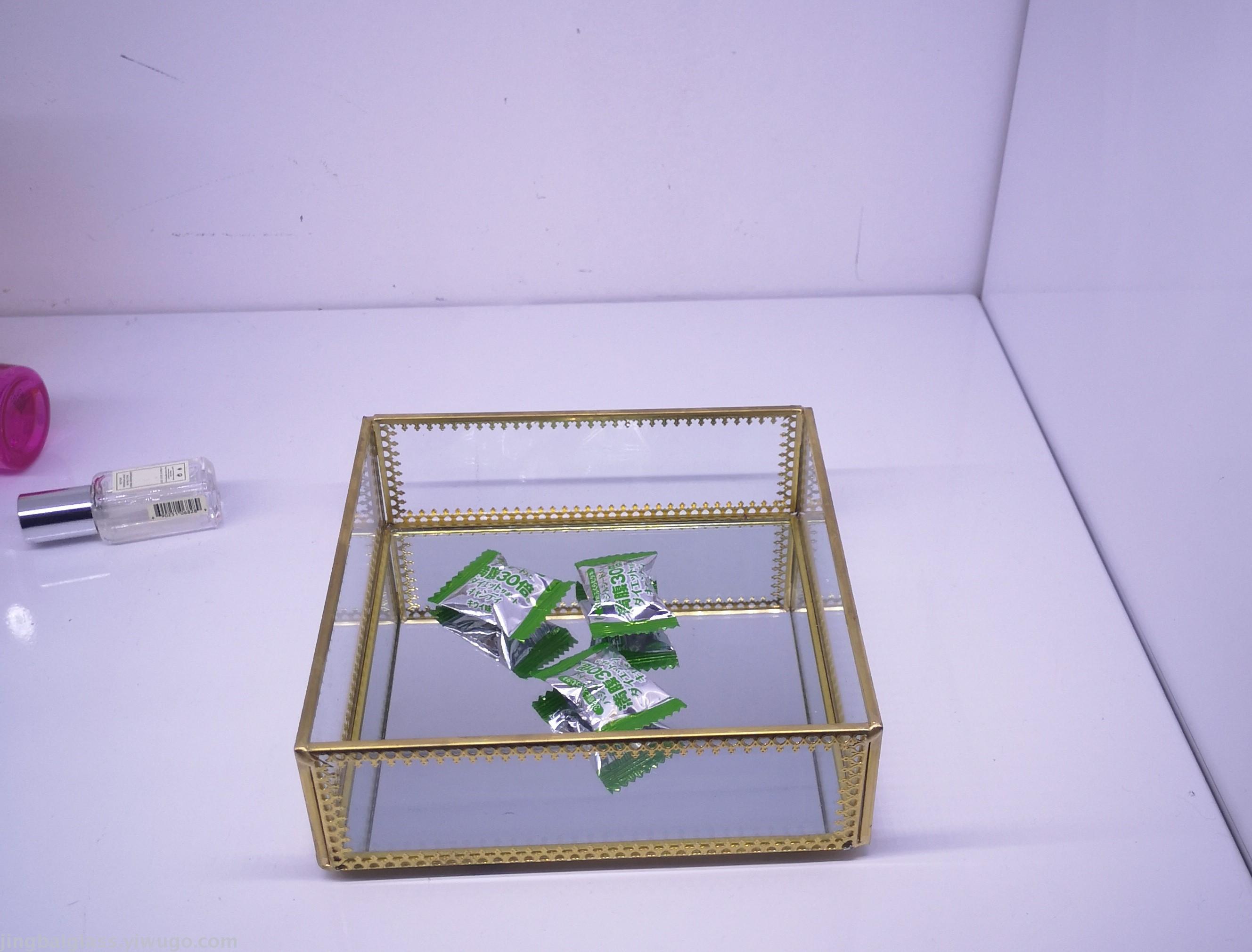 Nordic ins style simple tray glass jewelry display rack skin care cosmetics receive plate wedding props Nordic ins style simple tray glass jewelry display rack skin care cosmetics receive plate wedding props