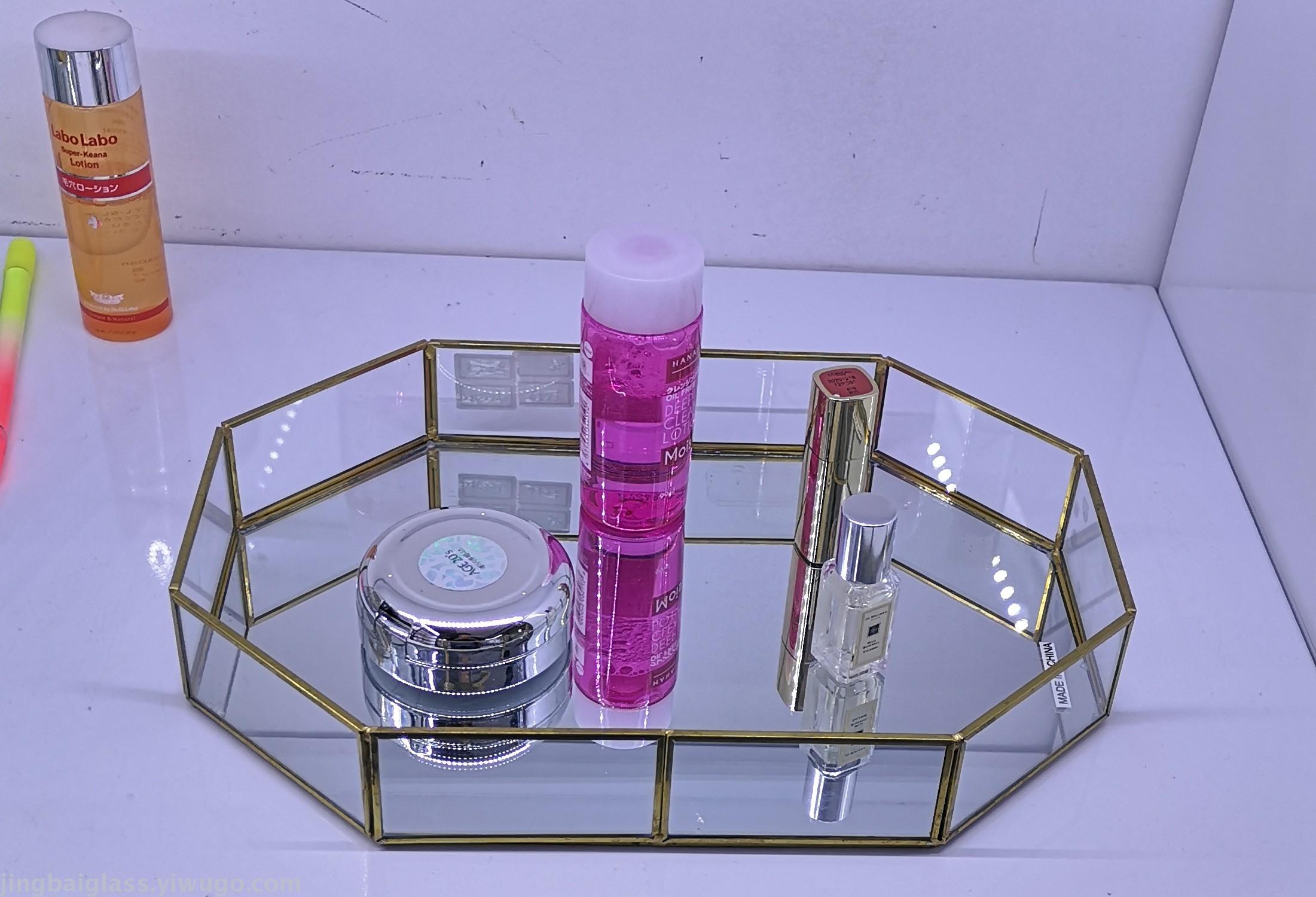 Nordic ins style simple tray glass jewelry display rack skin care cosmetics receive plate wedding props Nordic ins style simple tray glass jewelry display rack skin care cosmetics receive plate wedding props