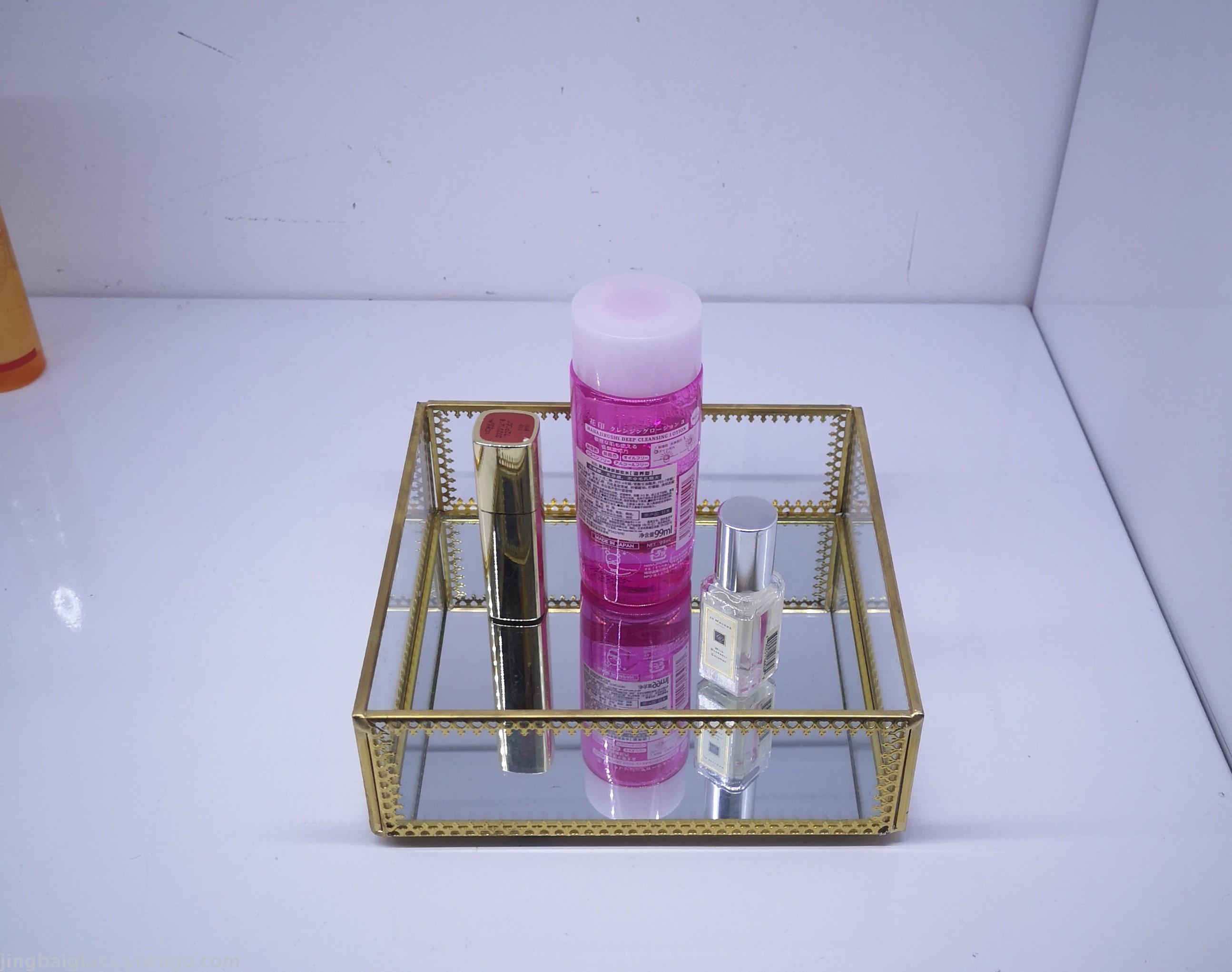 Nordic ins style simple tray glass jewelry display rack skin care cosmetics receive plate wedding props Nordic ins style simple tray glass jewelry display rack skin care cosmetics receive plate wedding props