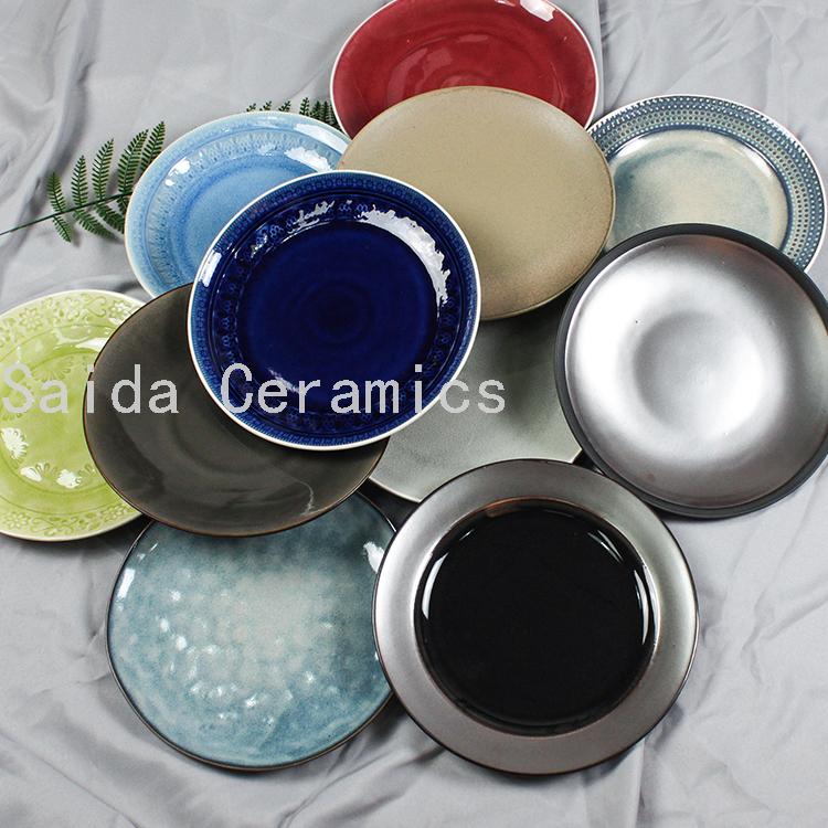 Japanese Retro Ceramic Tableware Tray Kiln Baked Creative Steak Plate Home Western Plate Pasta Plate Dish Dinner Plate