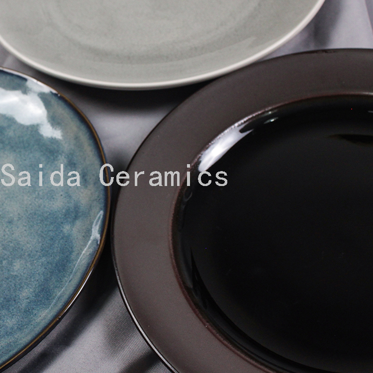 Japanese Retro Ceramic Tableware Tray Kiln Baked Creative Steak Plate Home Western Plate Pasta Plate Dish Dinner Plate