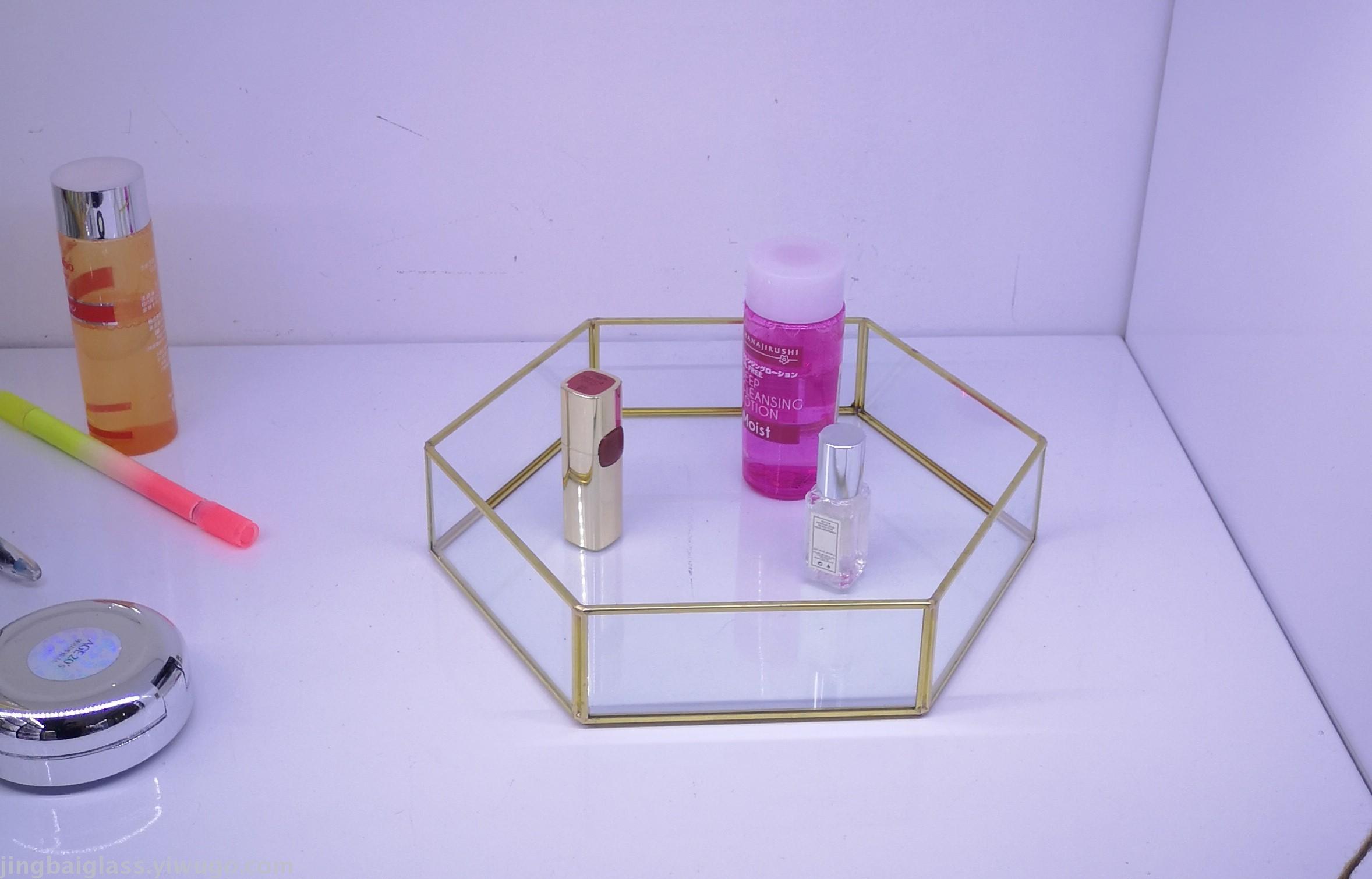 Nordic ins style simple tray glass jewelry display rack skin care cosmetics receive plate wedding props
