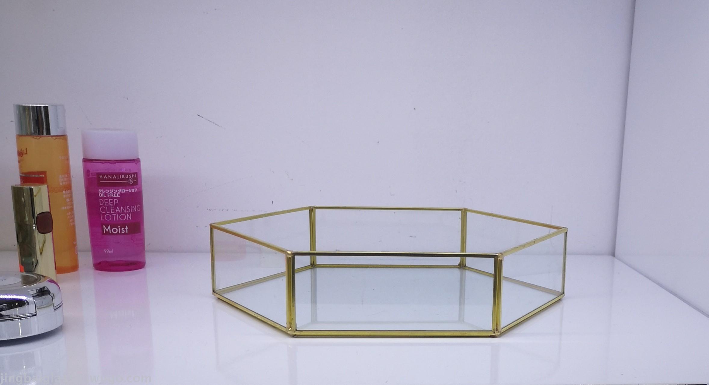 Nordic ins style simple tray glass jewelry display rack skin care cosmetics receive plate wedding props