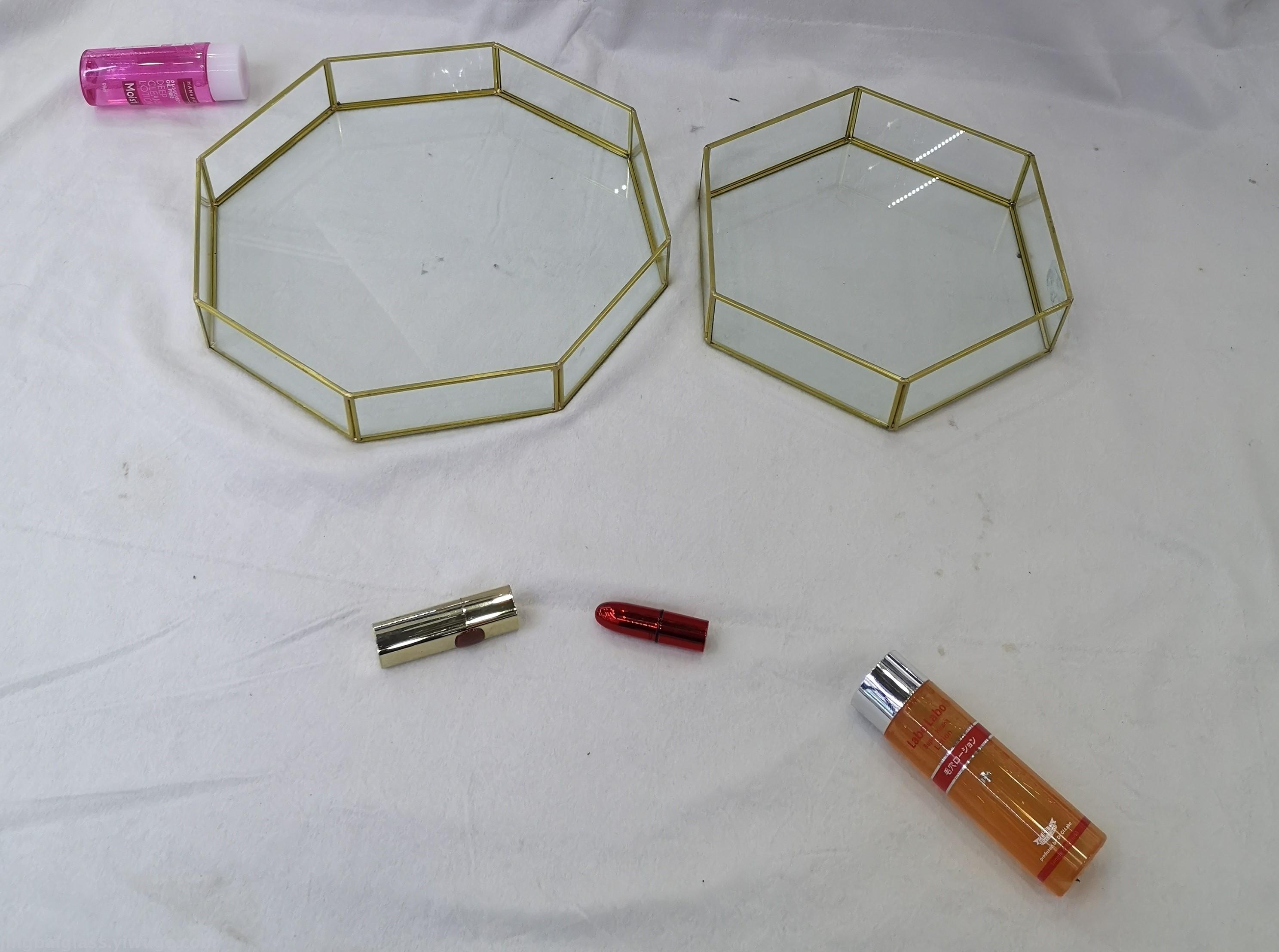 Nordic ins style simple tray glass jewelry display rack skin care cosmetics receive plate wedding props Nordic ins style simple tray glass jewelry display rack skin care cosmetics receive plate wedding props