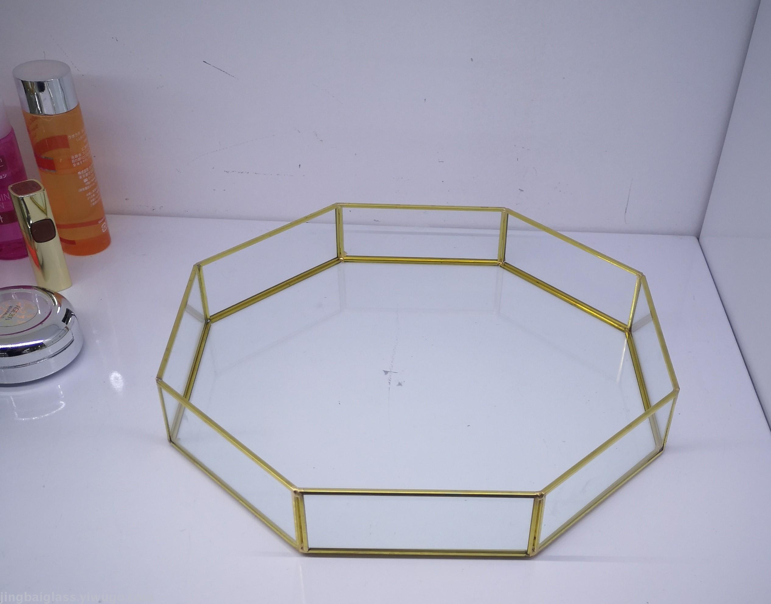 Nordic ins style simple tray glass jewelry display rack skin care cosmetics receive plate wedding props Nordic ins style simple tray glass jewelry display rack skin care cosmetics receive plate wedding props