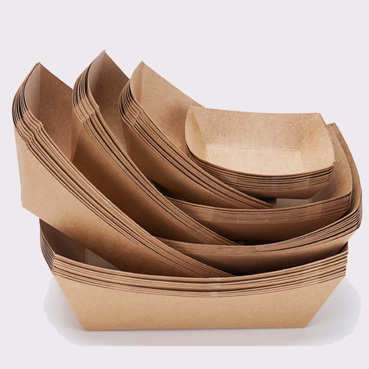 Disposable Paper Box Kraft Paper Paper Food Tray Paper Box Custom Fried Chicken Paper Box Open Paper Food Tray