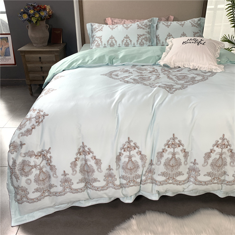 60 Egyptian Long-Staple Cotton Four-Piece Bed &amp; Breakfast Home Foreign Trade Pure Cotton Satin Bedding Set