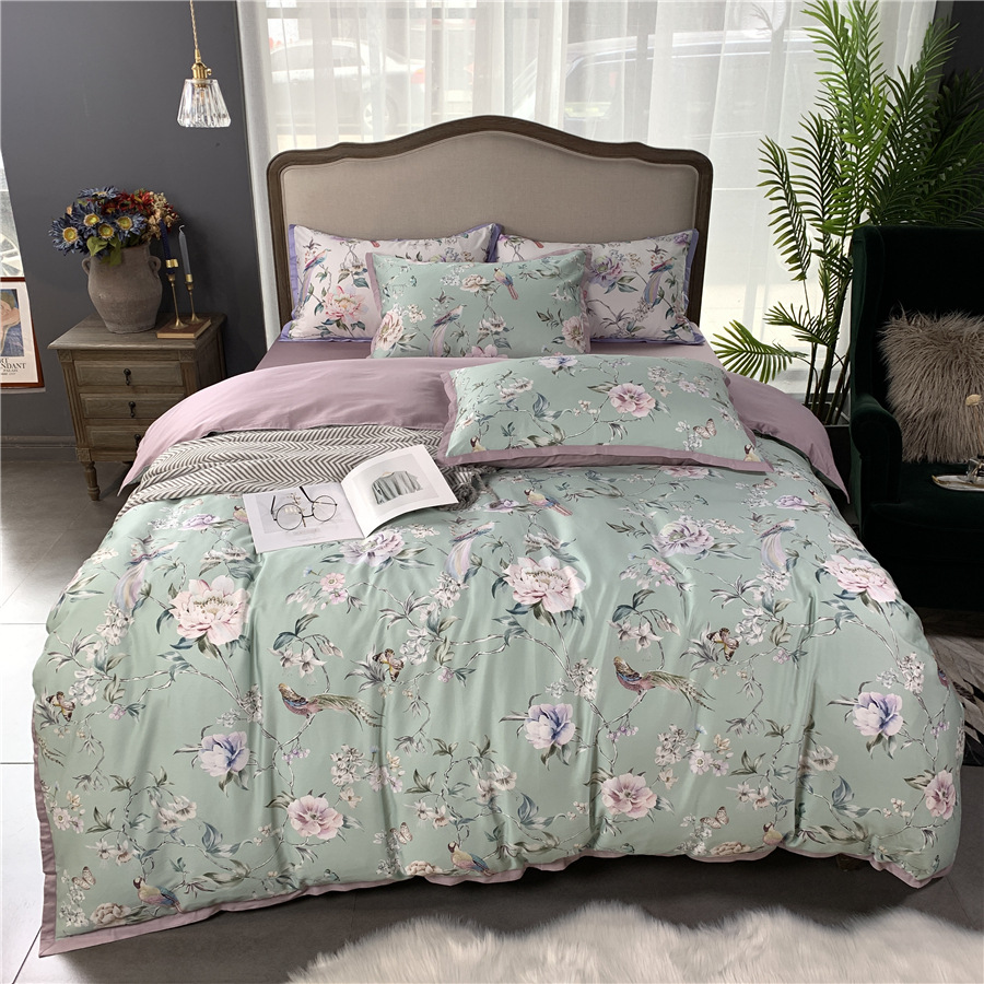 60 Egyptian Long-Staple Cotton Four-Piece Bed &amp; Breakfast Home Foreign Trade Pure Cotton Satin Bedding Set