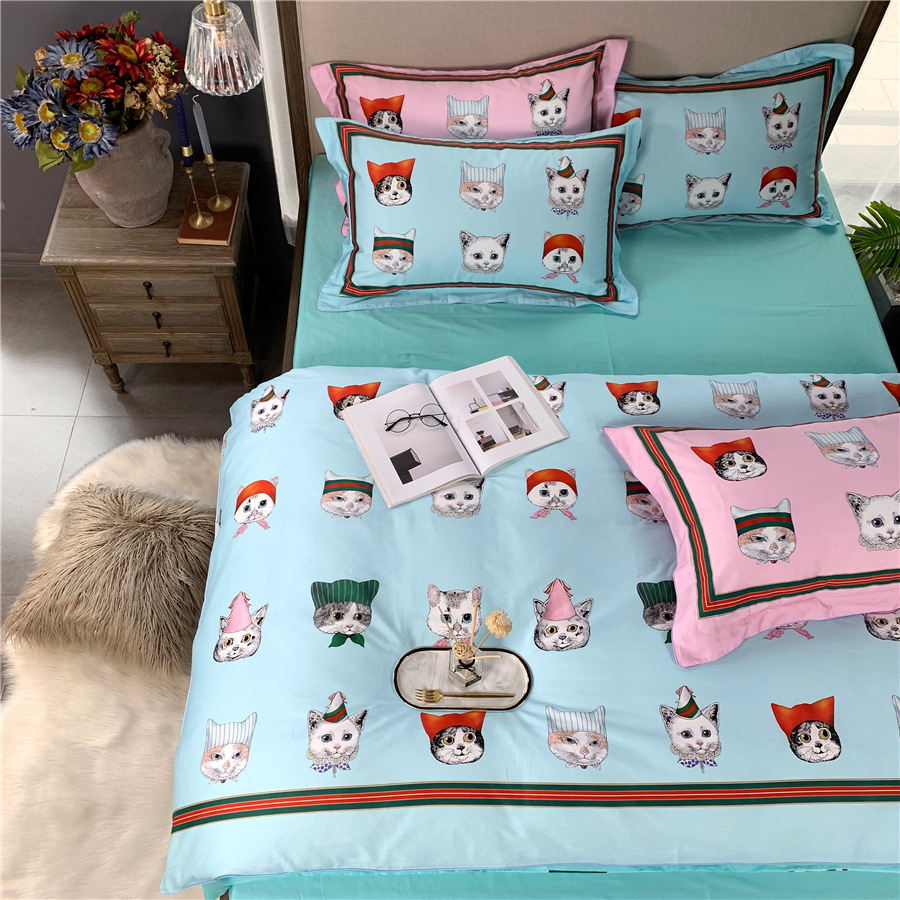 60 Egyptian Long-Staple Cotton Four-Piece Bed &amp; Breakfast Home Foreign Trade Pure Cotton Satin Bedding Set