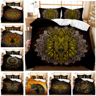 Animal Leopard Foreign Trade European and American Fashion Bed Sheet Quilt Cover 3D Digital Printing Student Dormitory Three-Piece Set Bedding Set Animal Leopard Foreign Trade European and American Fashion Bed Sheet Quilt Cover 3D Digital Printing Student Dormitory Three-Piece Set Bedding Set