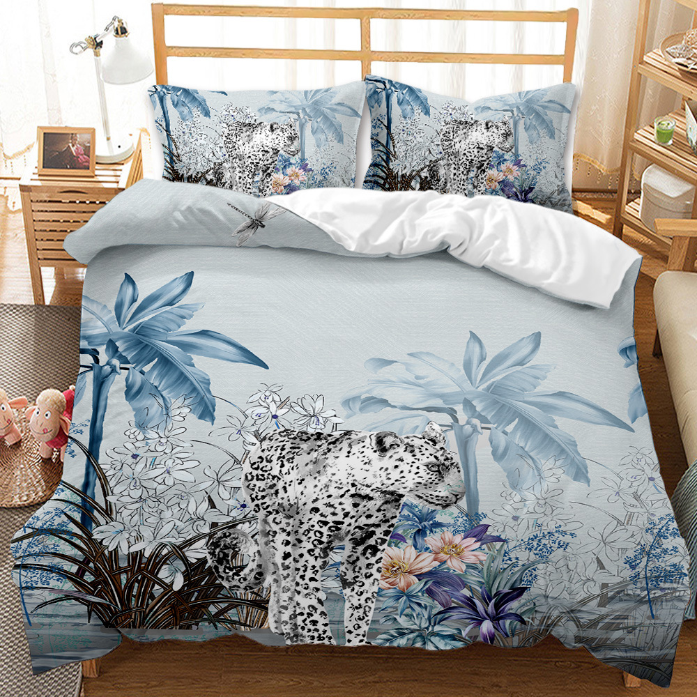 Animal Leopard Foreign Trade European and American Fashion Bed Sheet Quilt Cover 3D Digital Printing Student Dormitory Three-Piece Set Bedding Set Animal Leopard Foreign Trade European and American Fashion Bed Sheet Quilt Cover 3D Digital Printing Student Dormitory Three-Piece Set Bedding Set