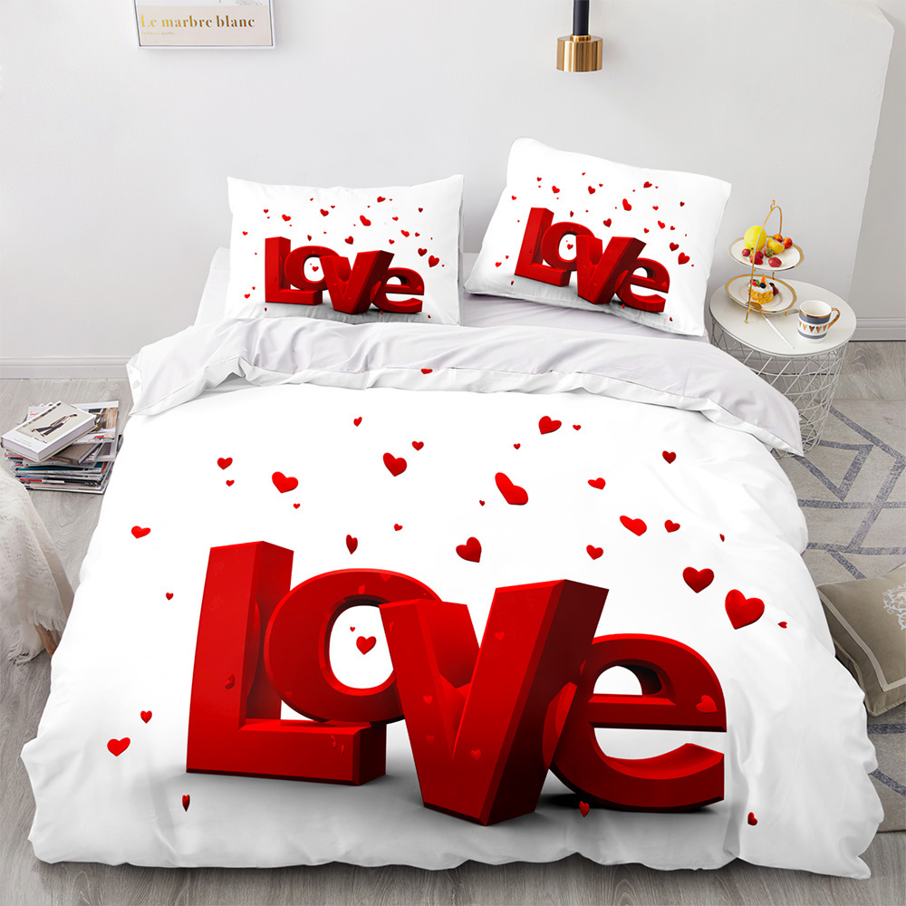Four-Piece Bedding Set Three-Piece Set 3D Digital Printed Quilt Cover Pillowcase Bedding