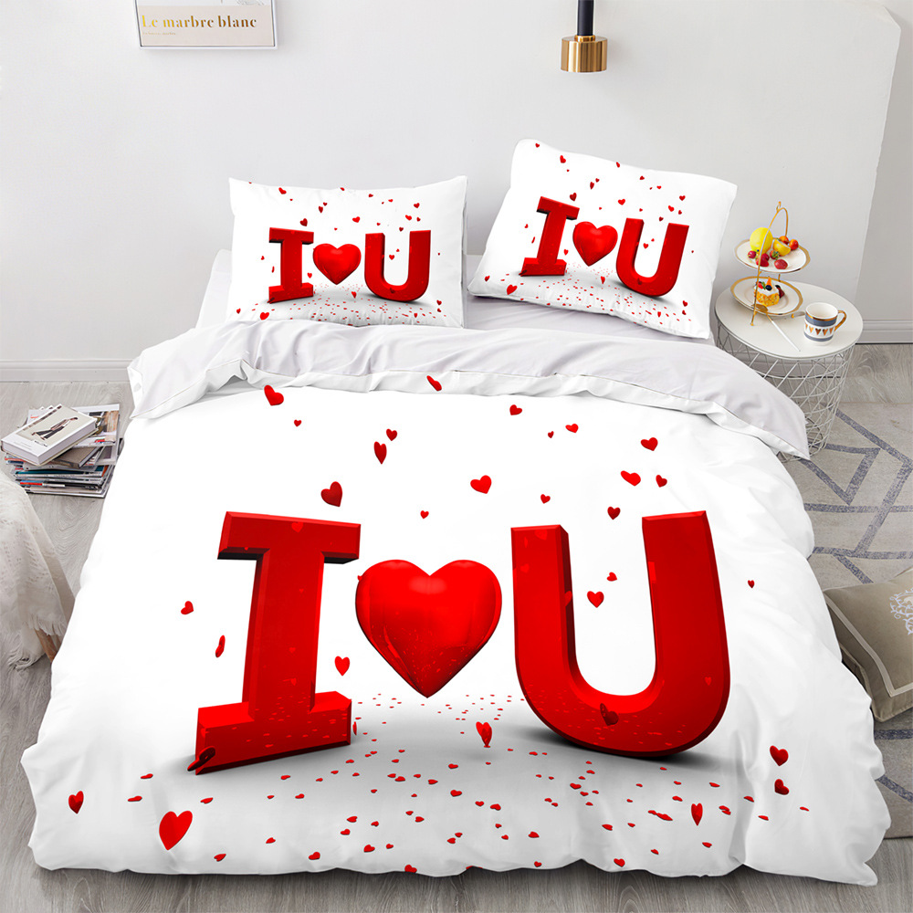 Four-Piece Bedding Set Three-Piece Set 3D Digital Printed Quilt Cover Pillowcase Bedding