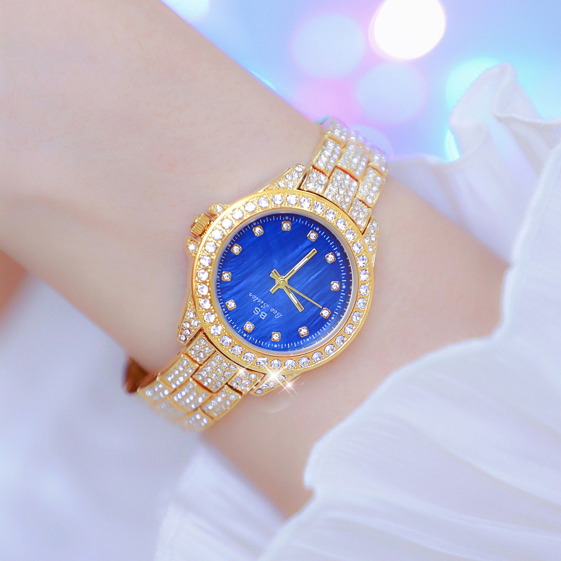 BS New Arrival Hot Sale Watch Factory Direct Sales Foreign Trade Linked List Customization Women&#039;s Watch Full of Diamonds One Piece Dropshipping Fa1627