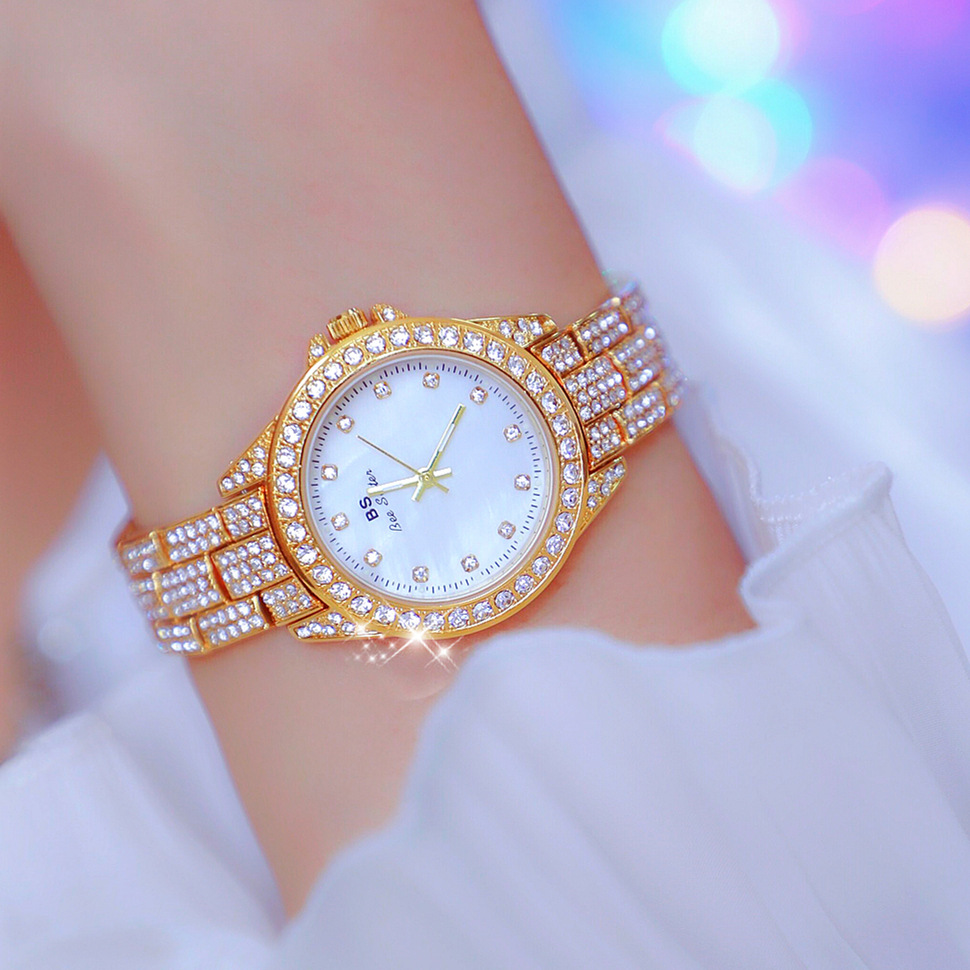 BS New Arrival Hot Sale Watch Factory Direct Sales Foreign Trade Linked List Customization Women&#039;s Watch Full of Diamonds One Piece Dropshipping Fa1627