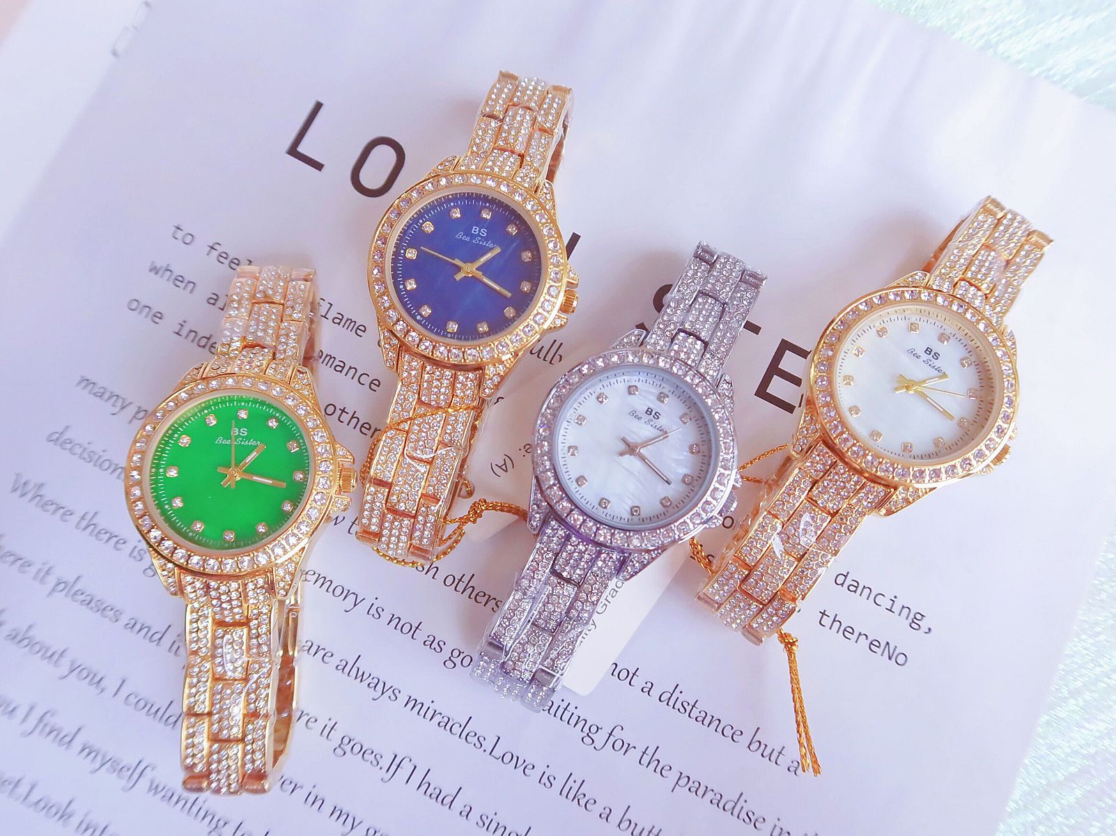 BS New Arrival Hot Sale Watch Factory Direct Sales Foreign Trade Linked List Customization Women's Watch Full of Diamonds One Piece Dropshipping Fa1627