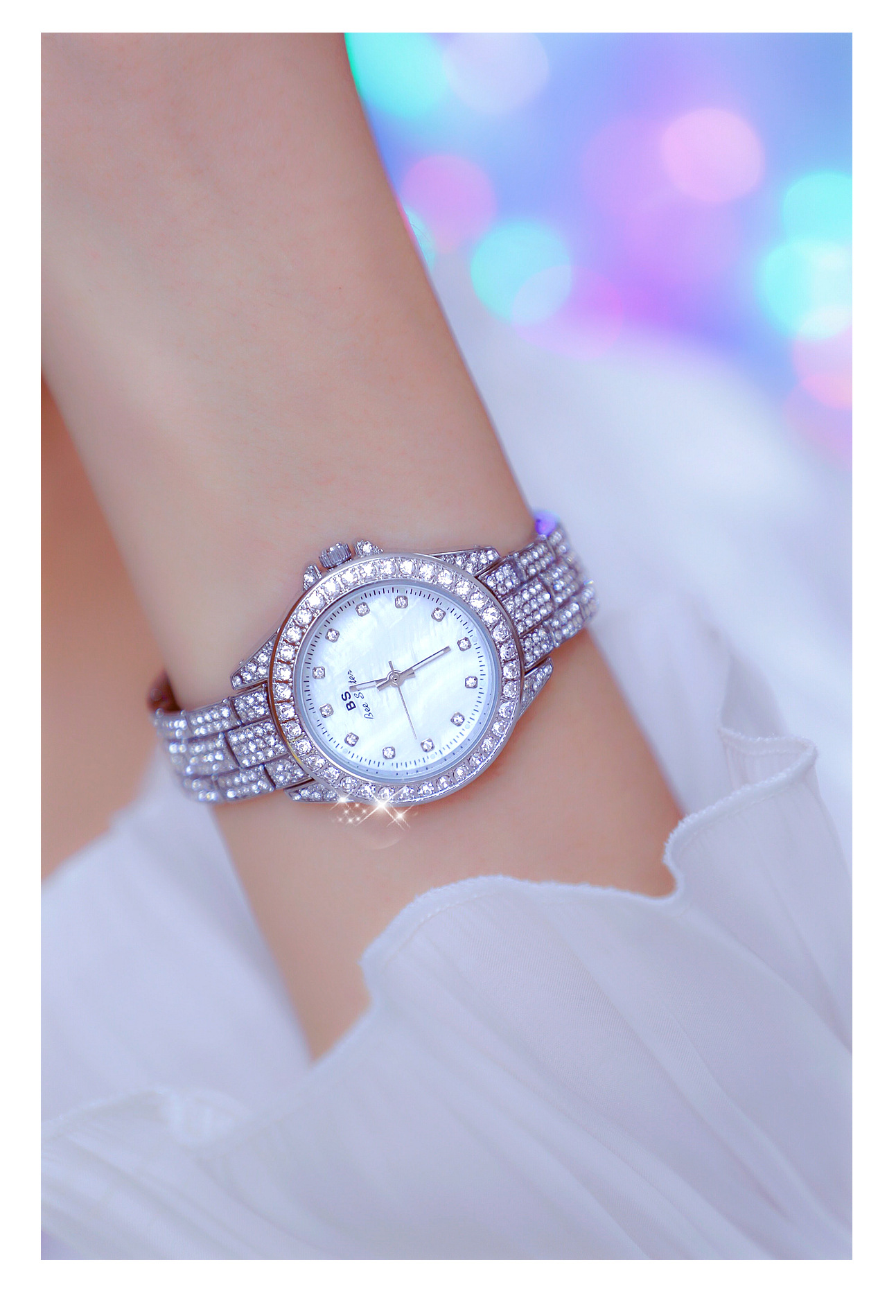 BS New Arrival Hot Sale Watch Factory Direct Sales Foreign Trade Linked List Customization Women's Watch Full of Diamonds One Piece Dropshipping Fa1627