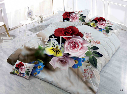 Four-Piece Bedding Set 3D Printing Quilt Cover Bed Sheet Quilt Cover Pillow plus-Sized Size Foreign Trade Custom Chemical Fiber Polyester