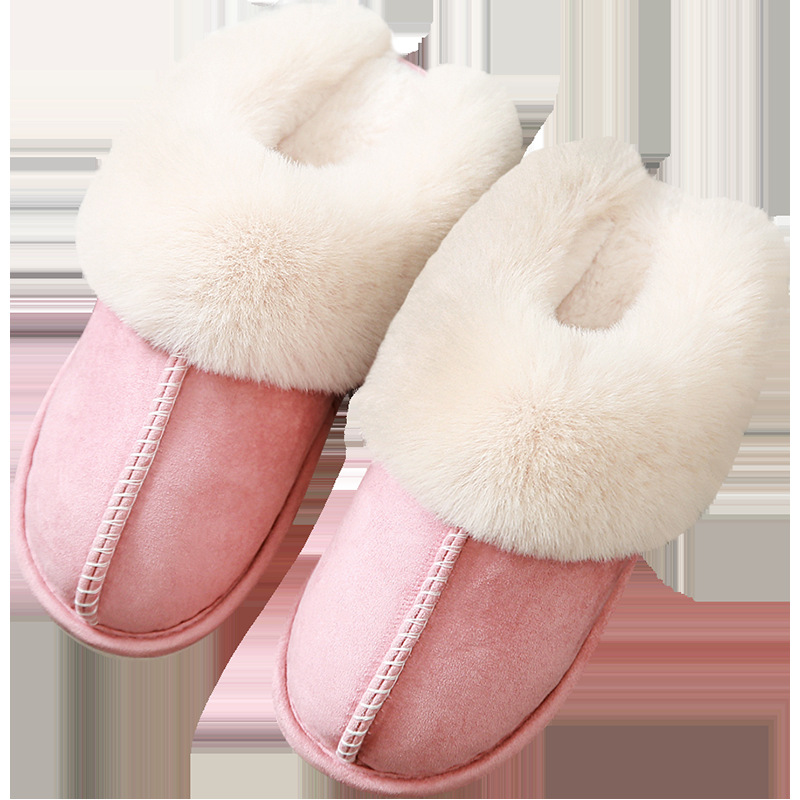 2020 Suede Cotton Slippers Home Autumn Winter Couple Warm Thick Woolen Slipper Men&#039;s and Women&#039;s Slippers Foreign Trade Cotton Shoes Wholesale