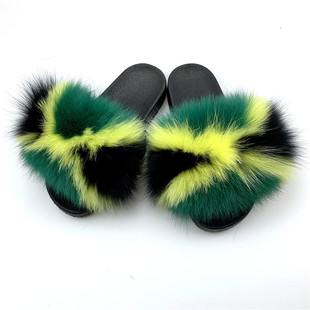 Amazon Faux Fox Fur Slippers Female Summer New Style Plush Slipper Faux Raccoon Fur Non-Slip Sandals Amazon Faux Fox Fur Slippers Female Summer New Style Plush Slipper Faux Raccoon Fur Non-Slip Sandals