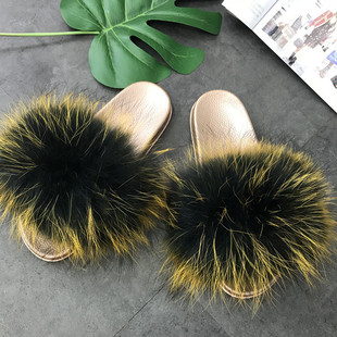 Amazon Faux Fox Fur Slippers Female Summer New Style Plush Slipper Faux Raccoon Fur Non-Slip Sandals Amazon Faux Fox Fur Slippers Female Summer New Style Plush Slipper Faux Raccoon Fur Non-Slip Sandals
