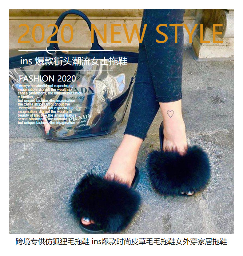 Amazon Faux Fox Fur Slippers Female Summer New Style Plush Slipper Faux Raccoon Fur Non-Slip Sandals Amazon Faux Fox Fur Slippers Female Summer New Style Plush Slipper Faux Raccoon Fur Non-Slip Sandals