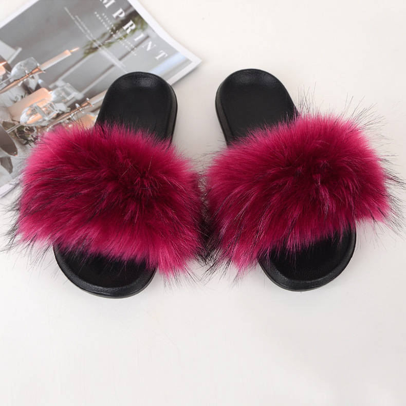 Amazon Faux Fox Fur Slippers Female Summer New Style Plush Slipper Faux Raccoon Fur Non-Slip Sandals Amazon Faux Fox Fur Slippers Female Summer New Style Plush Slipper Faux Raccoon Fur Non-Slip Sandals
