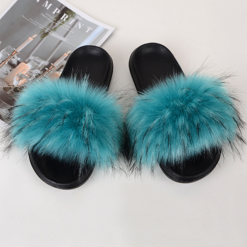 Amazon Faux Fox Fur Slippers Female Summer New Style Plush Slipper Faux Raccoon Fur Non-Slip Sandals Amazon Faux Fox Fur Slippers Female Summer New Style Plush Slipper Faux Raccoon Fur Non-Slip Sandals