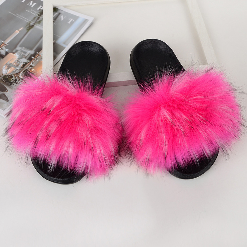 Amazon Faux Fox Fur Slippers Female Summer New Style Plush Slipper Faux Raccoon Fur Non-Slip Sandals Amazon Faux Fox Fur Slippers Female Summer New Style Plush Slipper Faux Raccoon Fur Non-Slip Sandals