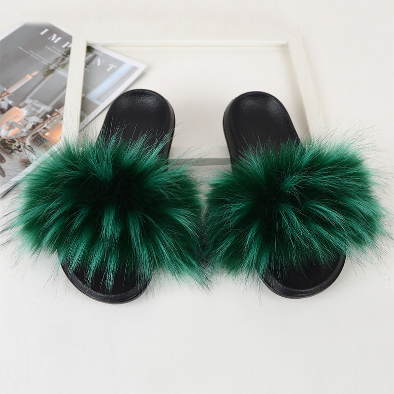 Amazon Faux Fox Fur Slippers Female Summer New Style Plush Slipper Faux Raccoon Fur Non-Slip Sandals Amazon Faux Fox Fur Slippers Female Summer New Style Plush Slipper Faux Raccoon Fur Non-Slip Sandals