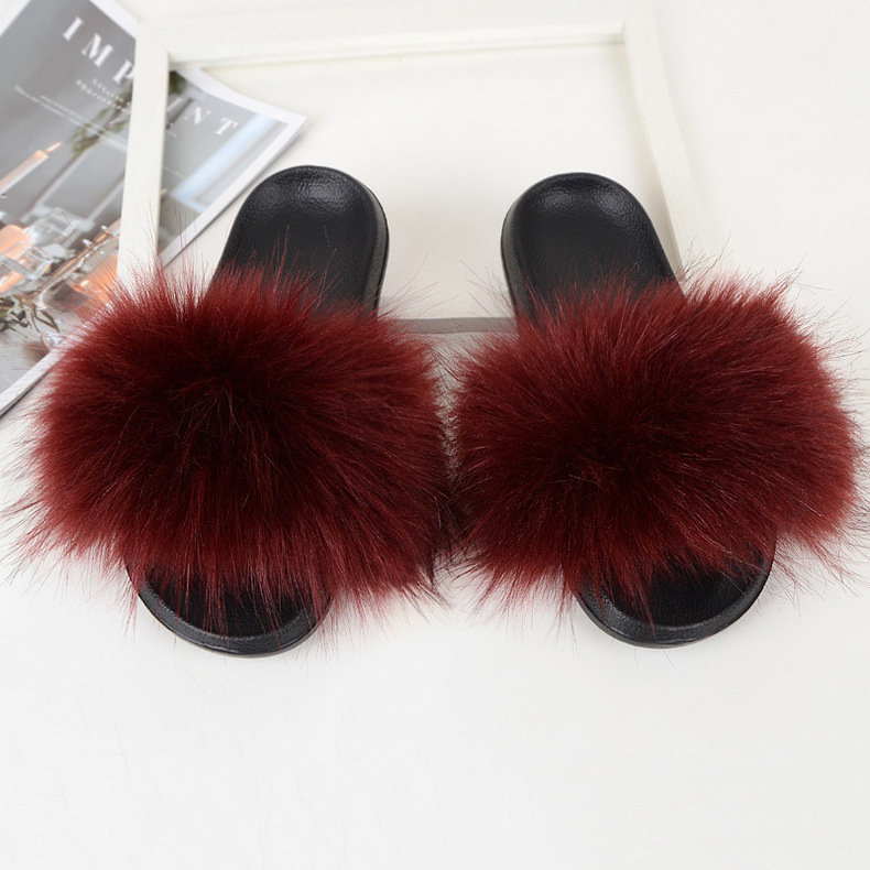 Amazon Faux Fox Fur Slippers Female Summer New Style Plush Slipper Faux Raccoon Fur Non-Slip Sandals Amazon Faux Fox Fur Slippers Female Summer New Style Plush Slipper Faux Raccoon Fur Non-Slip Sandals