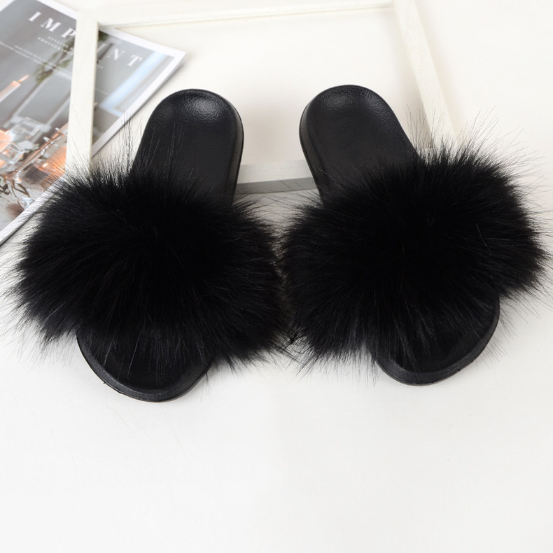 Amazon Faux Fox Fur Slippers Female Summer New Style Plush Slipper Faux Raccoon Fur Non-Slip Sandals Amazon Faux Fox Fur Slippers Female Summer New Style Plush Slipper Faux Raccoon Fur Non-Slip Sandals