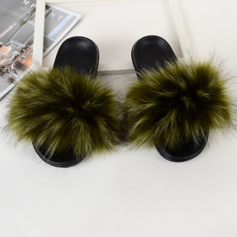 Amazon Faux Fox Fur Slippers Female Summer New Style Plush Slipper Faux Raccoon Fur Non-Slip Sandals Amazon Faux Fox Fur Slippers Female Summer New Style Plush Slipper Faux Raccoon Fur Non-Slip Sandals