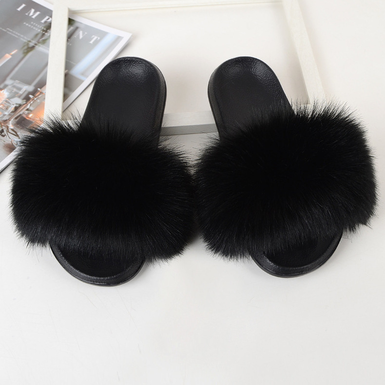 Amazon Faux Fox Fur Slippers Female Summer New Style Plush Slipper Faux Raccoon Fur Non-Slip Sandals Amazon Faux Fox Fur Slippers Female Summer New Style Plush Slipper Faux Raccoon Fur Non-Slip Sandals