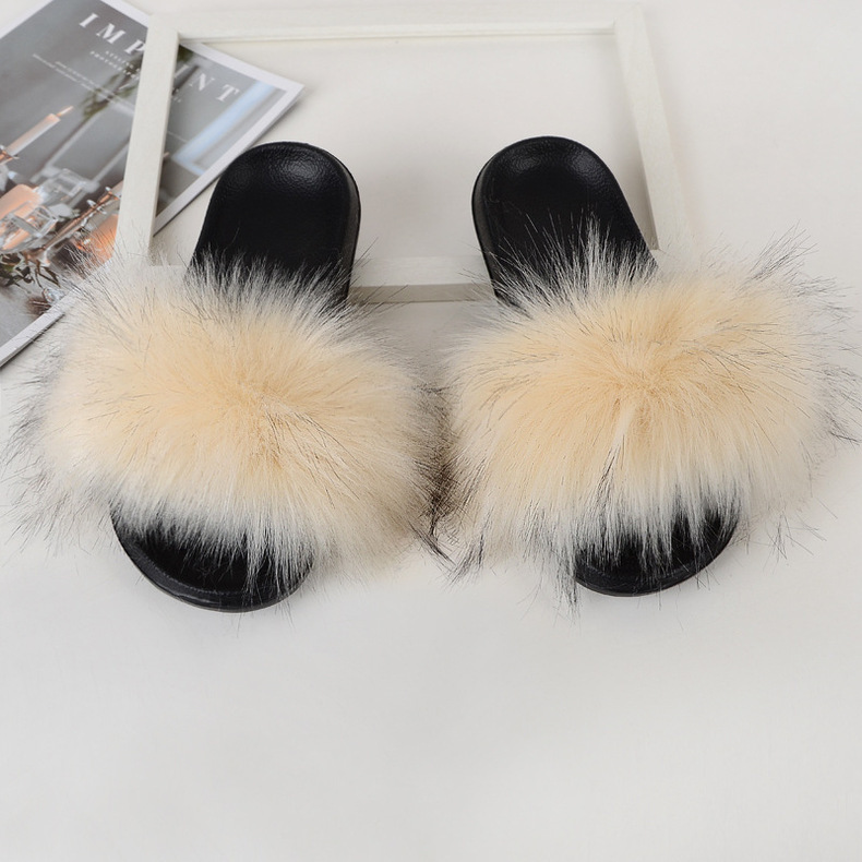Amazon Faux Fox Fur Slippers Female Summer New Style Plush Slipper Faux Raccoon Fur Non-Slip Sandals Amazon Faux Fox Fur Slippers Female Summer New Style Plush Slipper Faux Raccoon Fur Non-Slip Sandals