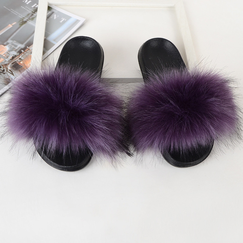 Amazon Faux Fox Fur Slippers Female Summer New Style Plush Slipper Faux Raccoon Fur Non-Slip Sandals Amazon Faux Fox Fur Slippers Female Summer New Style Plush Slipper Faux Raccoon Fur Non-Slip Sandals