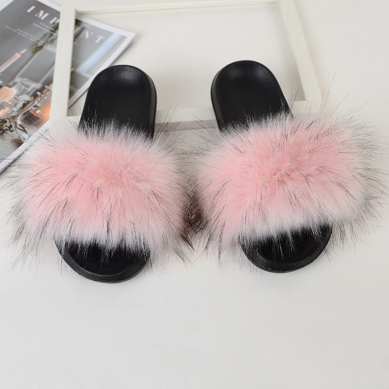 Amazon Faux Fox Fur Slippers Female Summer New Style Plush Slipper Faux Raccoon Fur Non-Slip Sandals Amazon Faux Fox Fur Slippers Female Summer New Style Plush Slipper Faux Raccoon Fur Non-Slip Sandals